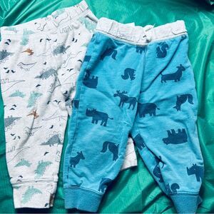 Dinosaur & Woodland Animals sweatpants size 12m two pairs